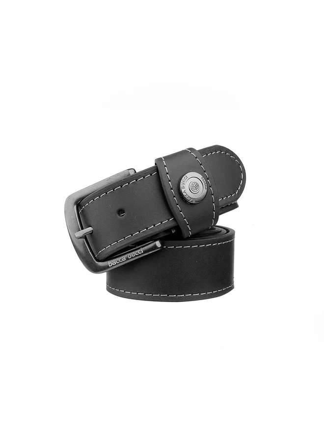 Bacca Bucci  Men's Handcrafted Black Leather Belt with Tang Closure for Men | Best Price UAE