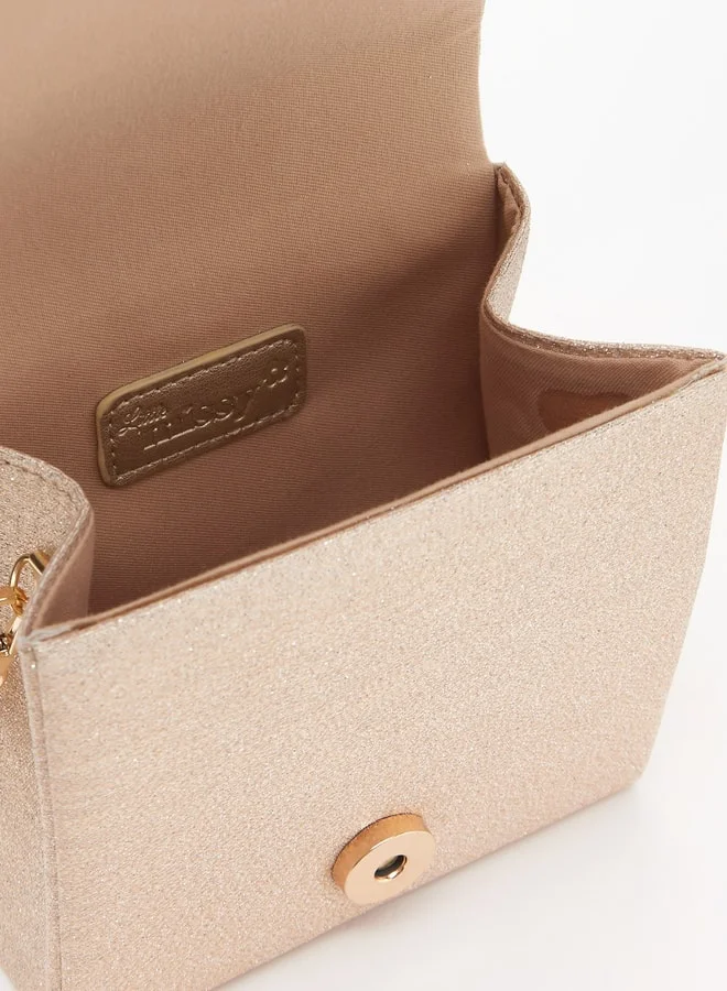 MISSY Little Missy Textured Crossbody Bag with Butterfly Accent and Chain Strap