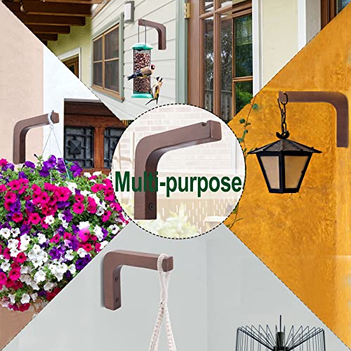 Oradrem 2 Pack Wooden Wall Hooks for Hanging Plants,Lanterns,Flower Bracket,Wind Chimes,Bird Feeders,Macrame Plant Hangers,5.9 inch Wooden Plant Hangers for Indoor Outdoor, Walnut Color - Image 2
