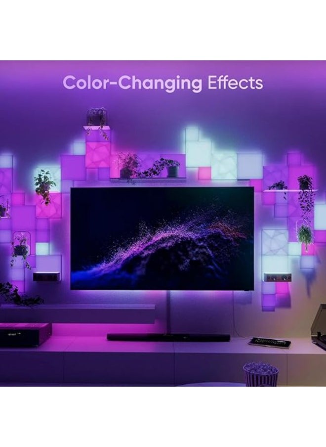 Nanoleaf Blocks Combo XL Starter Kit | Smart WiFi LED Panel System, 16M+ Colors, Low Energy, for Gamers, Vloggers, Influencers, Entertainment, Gaming, Living Room - 10 Pack (9 Panels + 1 Shelf)  - Image 5