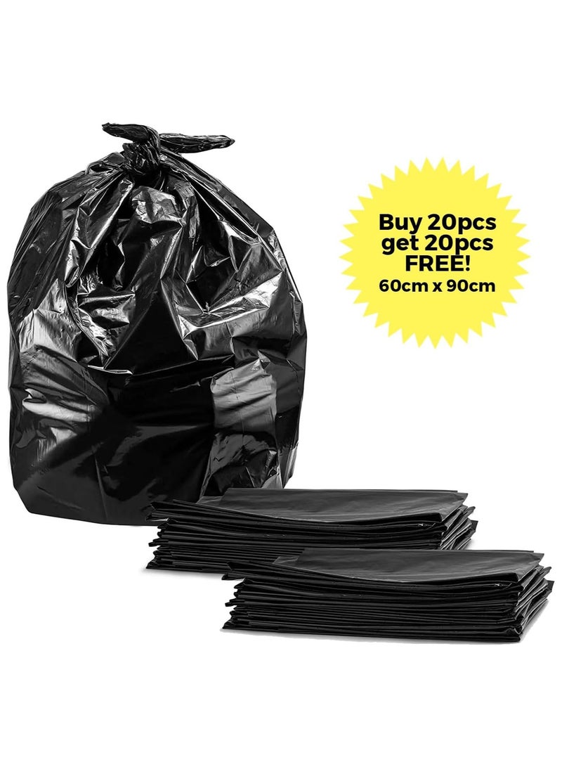 المنزل الذكي أكياس القمامة البلاستيكية من هوم سمارت، عبوة مكونة من 20 قطعة + 20 قطعة مجانًا، لون أسود، مناسبة للمطبخ والحديقة المنزلية والأنشطة الخارجية (60 × 90 سم) - Image 5