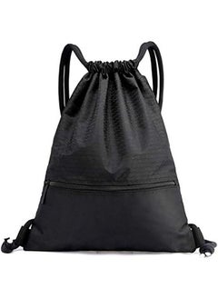 Generic Drawstring Backpack,Sports Canvas Bag,Waterproof Oxford Fabric Drawstring Bag,Swimming Bag,Basketball Bag,Soccer Bag,Zipper 43*49cm(Black)  - Image 1