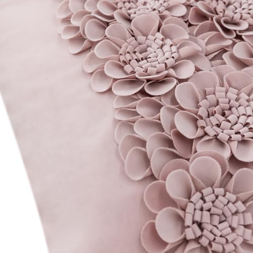JWH Handmade 3D Flower Throw Pillow Covers Aesthetic Decorative Floral Accent Pillow Cases Stereo Velvet Pillowcase Cute Cushion for Car Bed Couch Bedroom Decor 18x18 Inch Dusty Pink - Image 5