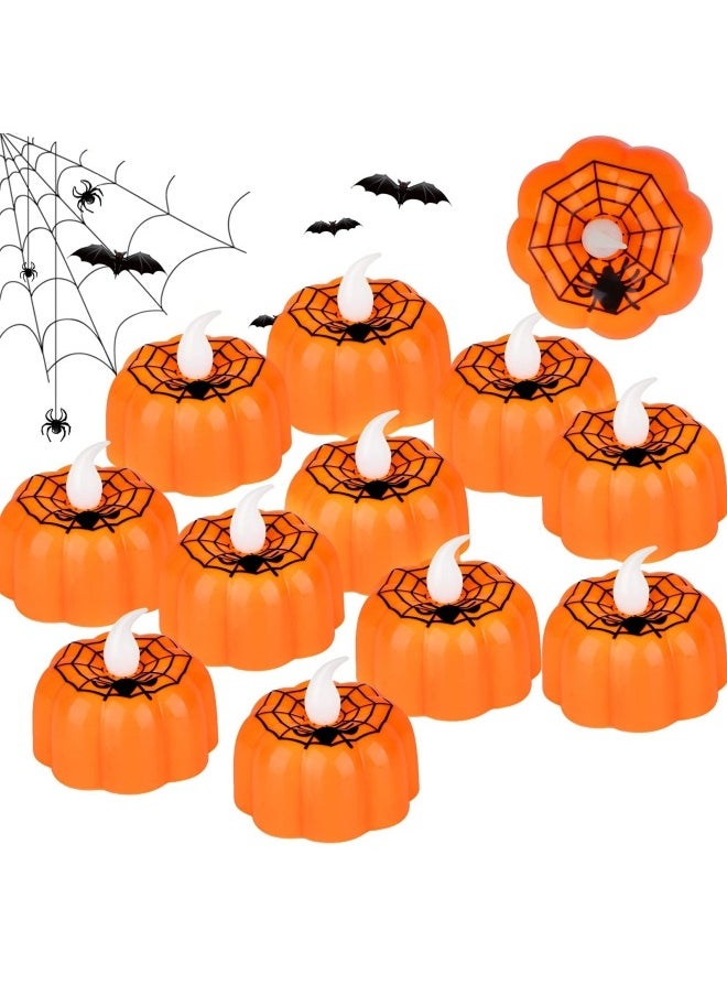 Generic Pack of 12 Spider Candle Lights, Battery Operated Spider Flameless Candles Party Pumpkins Lights LED Tealight Candles  - Image 1
