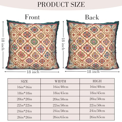 BUAEL Boho Throw Pillow Covers 18x18 inch Set of 2Boho Vintage Carpet Pattern Antique Ethnic Decor Double Sided Pattern Cushion Cover Soft Pillow Case Living Sofa Room Bed Square Pillow Cover - Image 3