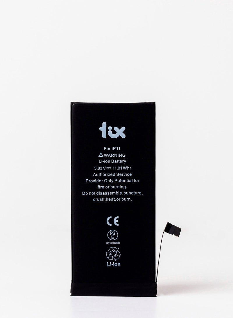 تكس بطارية 3110mAh/11.91Whr لهاتف ايفون 11، بطارية بديلة ليثيوم أيون بوليمر من تيكس لهاتف ايفون 11، سعة فائقة مع ضمان لمدة عامين - Image 1