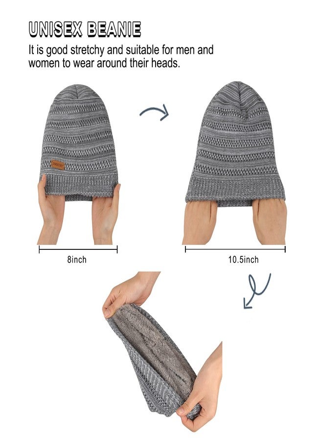 OMECHY Beanie for Men Women Thick Warm Fluffy Lined Knit Winter Hat Slouch Chunky Stretch Plain Cuff Toboggan Cap Black - Image 4
