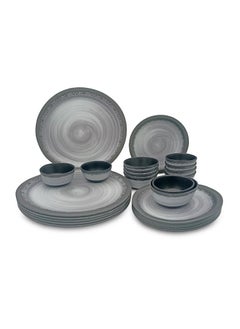 Superware SUPERWARE | Food Grade Melamine | Dinner Set - Circular Black-Matt (24 pcs.) | Dinnerware, Tableware, Stain Free, Glazed Finish  - Image 1