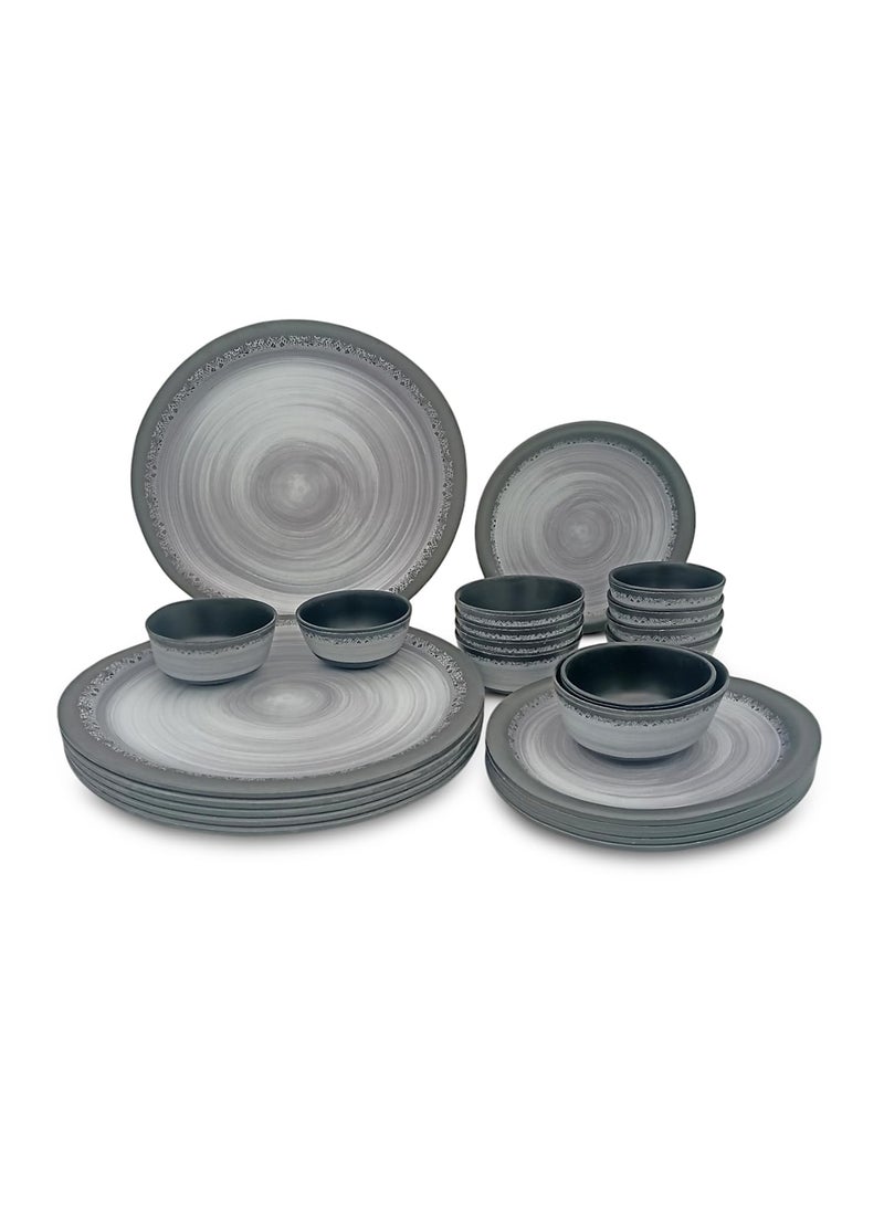 Superware SUPERWARE | Food Grade Melamine | Dinner Set - Circular Black-Matt (24 pcs.) | Dinnerware, Tableware, Stain Free, Glazed Finish  - Image 1
