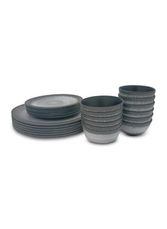 Superware SUPERWARE | Food Grade Melamine | Dinner Set - Circular Black-Matt (24 pcs.) | Dinnerware, Tableware, Stain Free, Glazed Finish  - Image 5