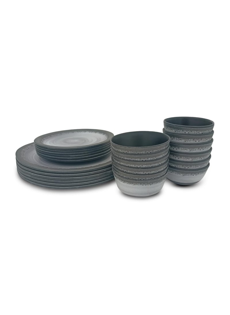 Superware SUPERWARE | Food Grade Melamine | Dinner Set - Circular Black-Matt (24 pcs.) | Dinnerware, Tableware, Stain Free, Glazed Finish  - Image 5
