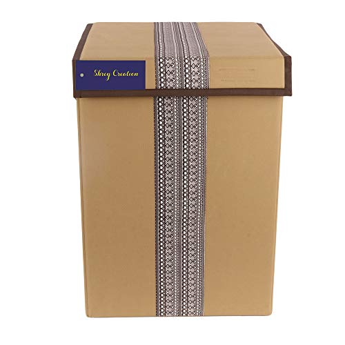 Shrey Creation Non Woven Foldable 68Ltrs Laundry Bag/Storage Basket/Bin with Lid and Handle for Washing Clothes for Dirty Dress- (Pack of 1, Colour- Beige) - Image 5