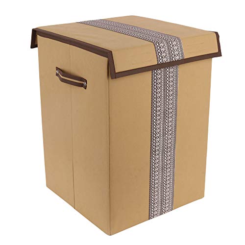 Shrey Creation Non Woven Foldable 68Ltrs Laundry Bag/Storage Basket/Bin with Lid and Handle for Washing Clothes for Dirty Dress- (Pack of 1, Colour- Beige) - Image 2