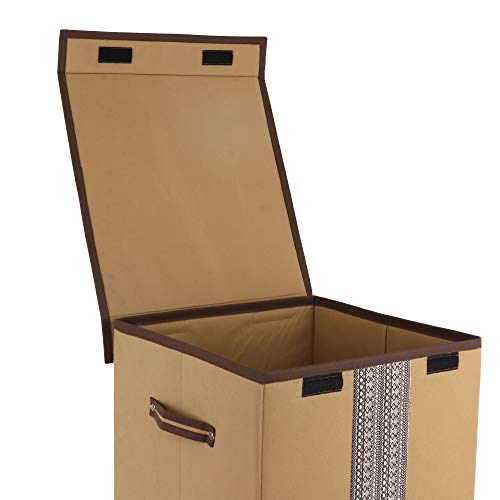 Shrey Creation Non Woven Foldable 68Ltrs Laundry Bag/Storage Basket/Bin with Lid and Handle for Washing Clothes for Dirty Dress- (Pack of 1, Colour- Beige) - Image 3