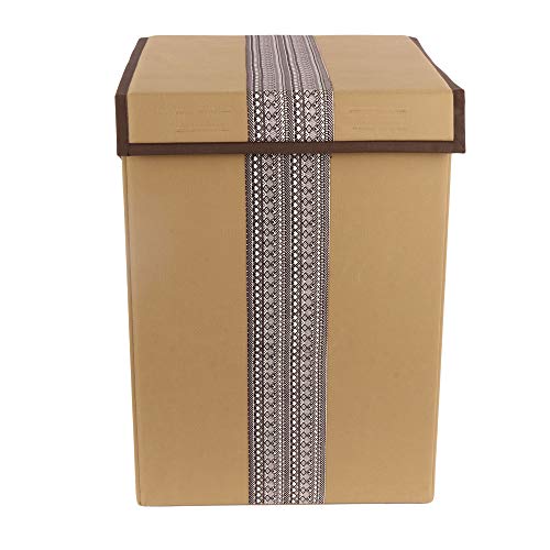 Shrey Creation Non Woven Foldable 68Ltrs Laundry Bag/Storage Basket/Bin with Lid and Handle for Washing Clothes for Dirty Dress- (Pack of 1, Colour- Beige) - Image 1