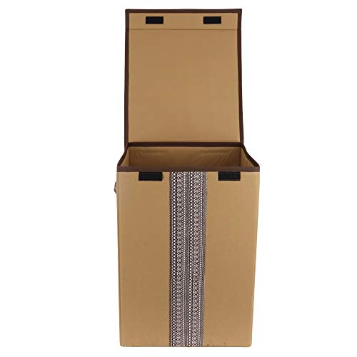 Shrey Creation Non Woven Foldable 68Ltrs Laundry Bag/Storage Basket/Bin with Lid and Handle for Washing Clothes for Dirty Dress- (Pack of 1, Colour- Beige) - Image 4