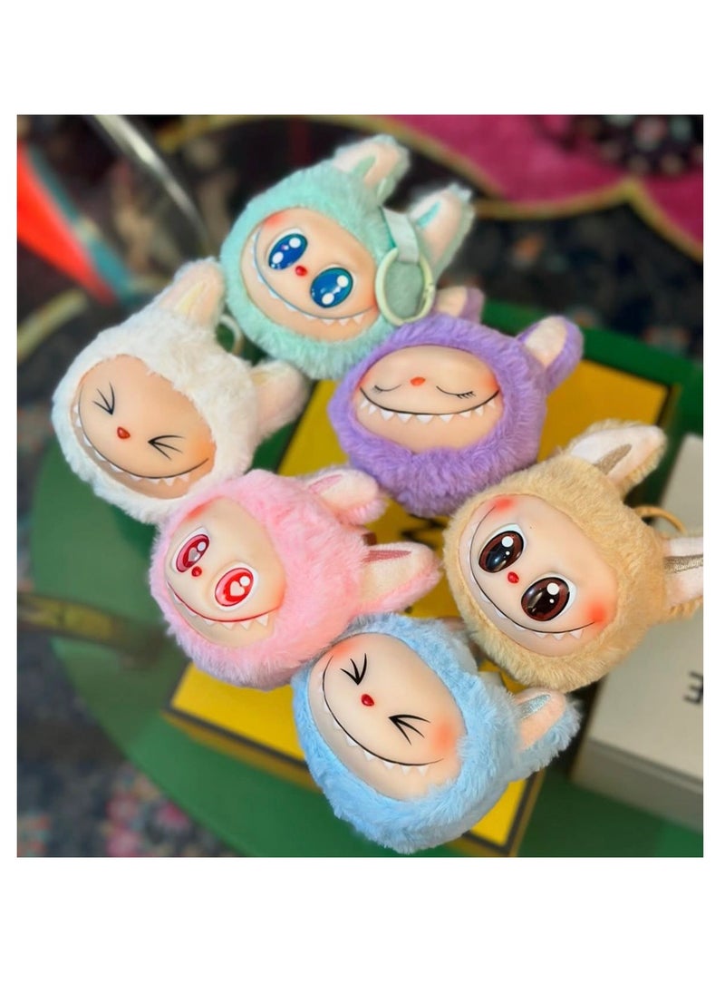 MCM Mini Labubu Plush Keychain – Vinyl Face Small Doll Pendant for Bags, Backpacks & Keys – Cute Collectible Figure Toy Accessory, Pop-Style Cartoon Design for Gifting or Decoration  - Image 3
