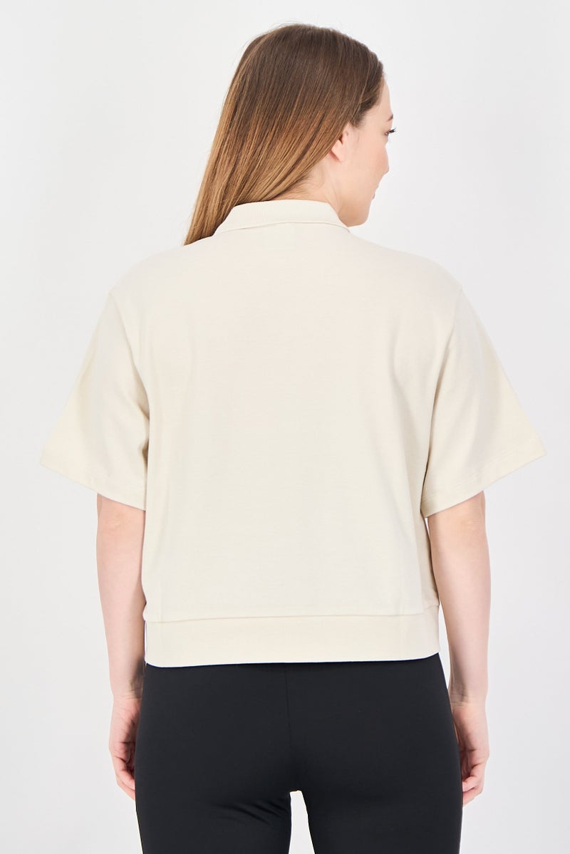 PUMA Women Relaxed Fit Short Sleeve Outdoor Crop Polo Shirt, Beige - Image 3