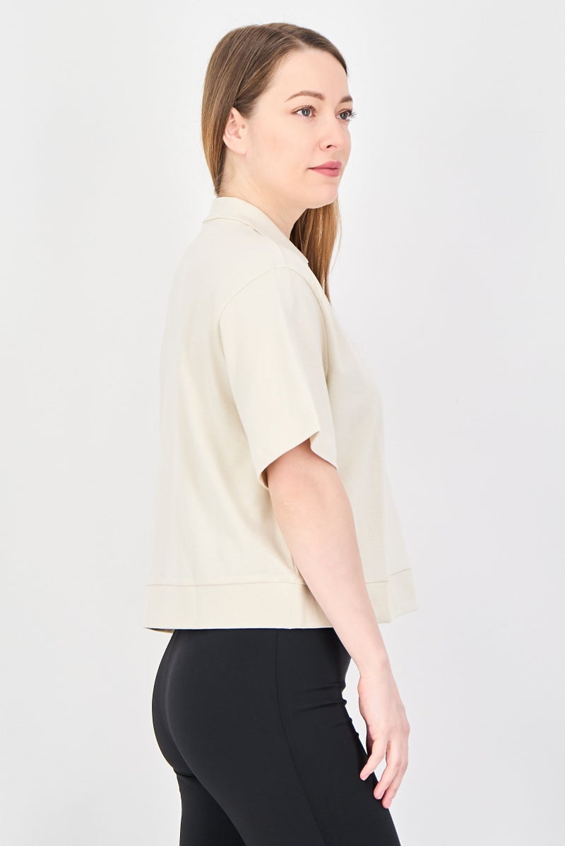 PUMA Women Relaxed Fit Short Sleeve Outdoor Crop Polo Shirt, Beige - Image 2