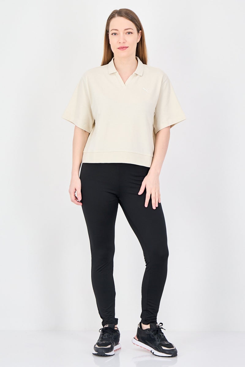 PUMA Women Relaxed Fit Short Sleeve Outdoor Crop Polo Shirt, Beige - Image 4