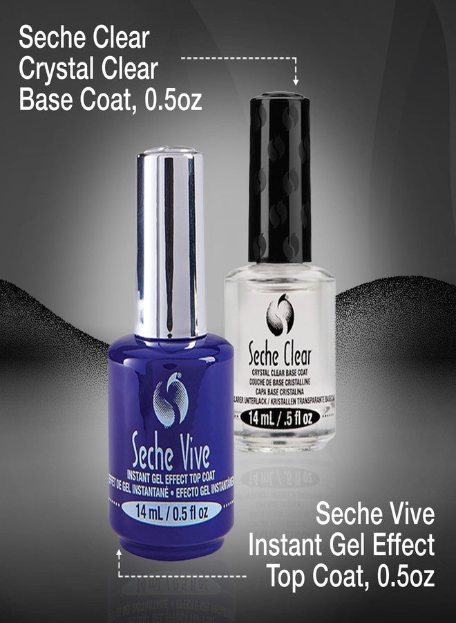 Seche Clear/Vive Base Coat and Gel Top Coat Duo Pack - Nail Strengthening & Long-Lasting High Shine, Top Coat Gel Nail Polish, Manicure Set, 14 mL Each - Image 4