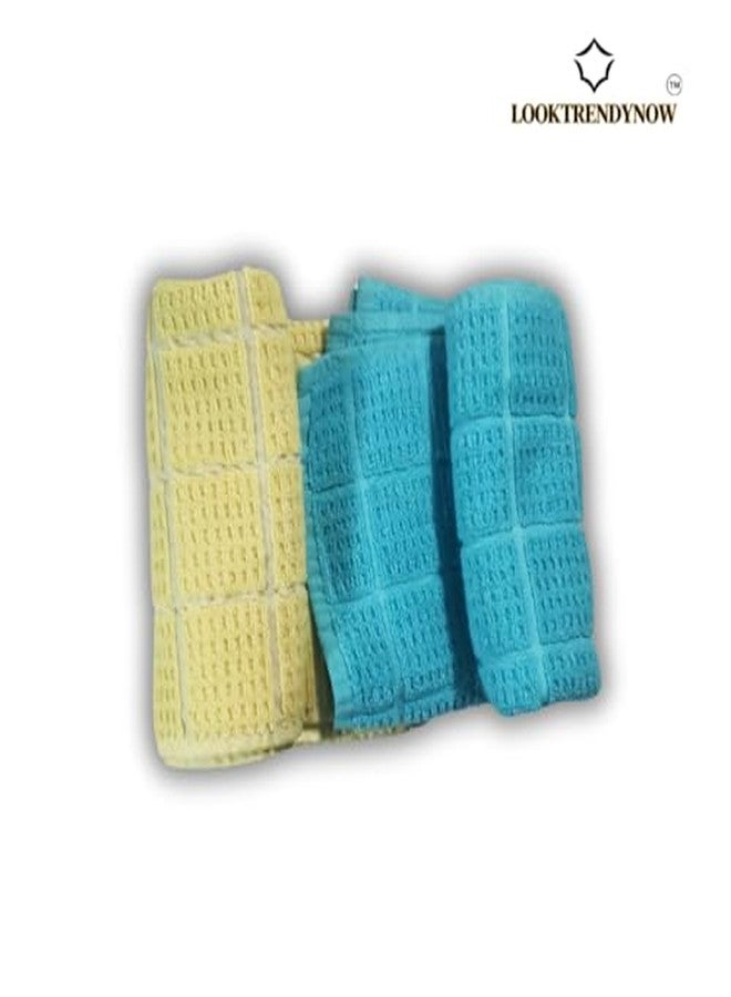 LookTrendyNow Super Soft Lint Free Quick Dry Gym Towel Essence (Yellow Light Blue) | 41X61 cms | (Pack of 2) - Image 4