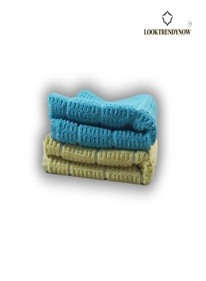 LookTrendyNow Super Soft Lint Free Quick Dry Gym Towel Essence (Yellow Light Blue) | 41X61 cms | (Pack of 2) - Image 5