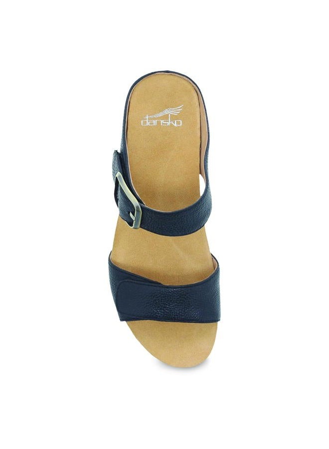Dansko Tanya Slip-On Wedge Sandal for Women - Cushioned, Contoured Footbed for All-Day Comfort and Support - Hook & Loop Strap with Buckle Detail - Lightweight Rubber Outsole Tanya Black 8.5-9 M US - Image 2