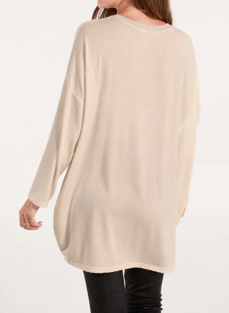 بلو فانيلا Cut And Sew Knit Tunic Top
