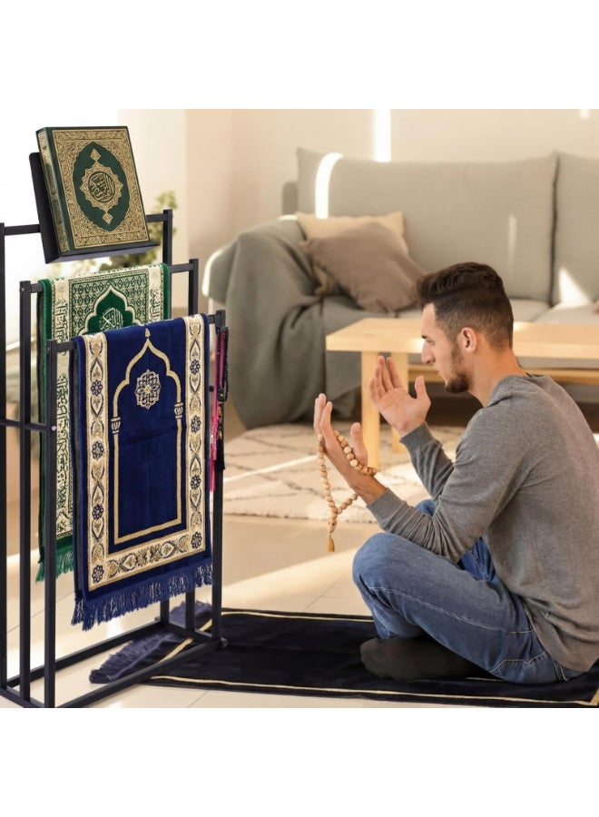 رف مناشف حمام قائم، رف تخزين حمام بثلاث طبقات، رف تجفيف ملابس خارجي، حامل مناشف معدني غير مثقب، رف مناشف أرضي، منظم بسيط للشرفة، للحمام وغرفة النوم - Image 3