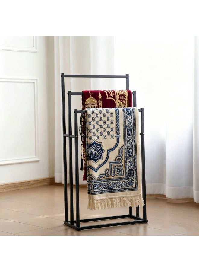 Bathroom Towel Rack Standing,3 Layer Bathroom Storage Rack,Drying Rack Outdoor Clothes Rack,Metal Towel Holder Non-Perforated Floor-standing Towel Rack,Simple Balcony Organizer Rack,For Bathroom Bedroom - Image 1