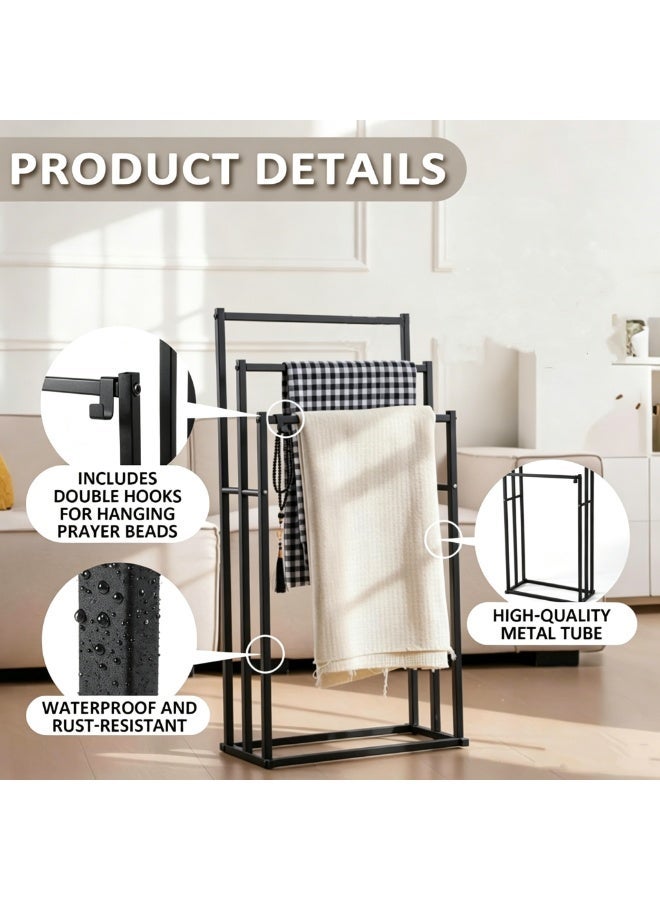 Bathroom Towel Rack Standing,3 Layer Bathroom Storage Rack,Drying Rack Outdoor Clothes Rack,Metal Towel Holder Non-Perforated Floor-standing Towel Rack,Simple Balcony Organizer Rack,For Bathroom Bedroom - Image 3
