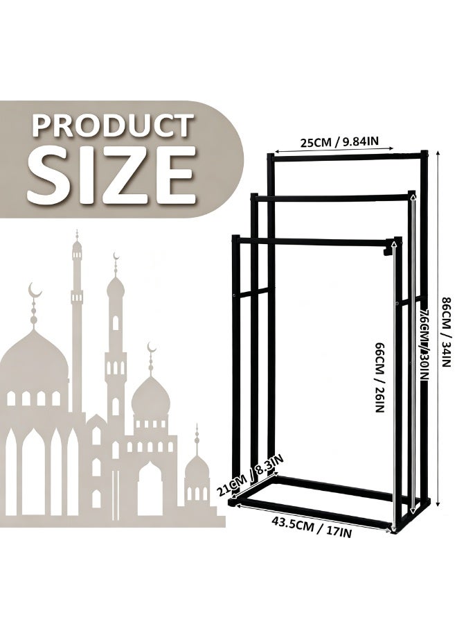 Bathroom Towel Rack Standing,3 Layer Bathroom Storage Rack,Drying Rack Outdoor Clothes Rack,Metal Towel Holder Non-Perforated Floor-standing Towel Rack,Simple Balcony Organizer Rack,For Bathroom Bedroom - Image 5