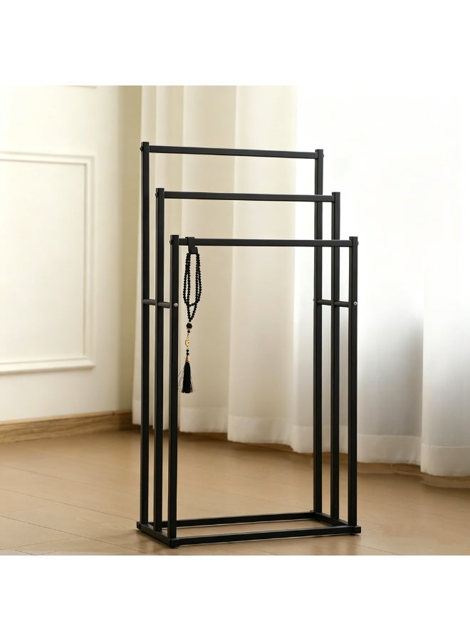 Bathroom Towel Rack Standing,3 Layer Bathroom Storage Rack,Drying Rack Outdoor Clothes Rack,Metal Towel Holder Non-Perforated Floor-standing Towel Rack,Simple Balcony Organizer Rack,For Bathroom Bedroom - Image 4