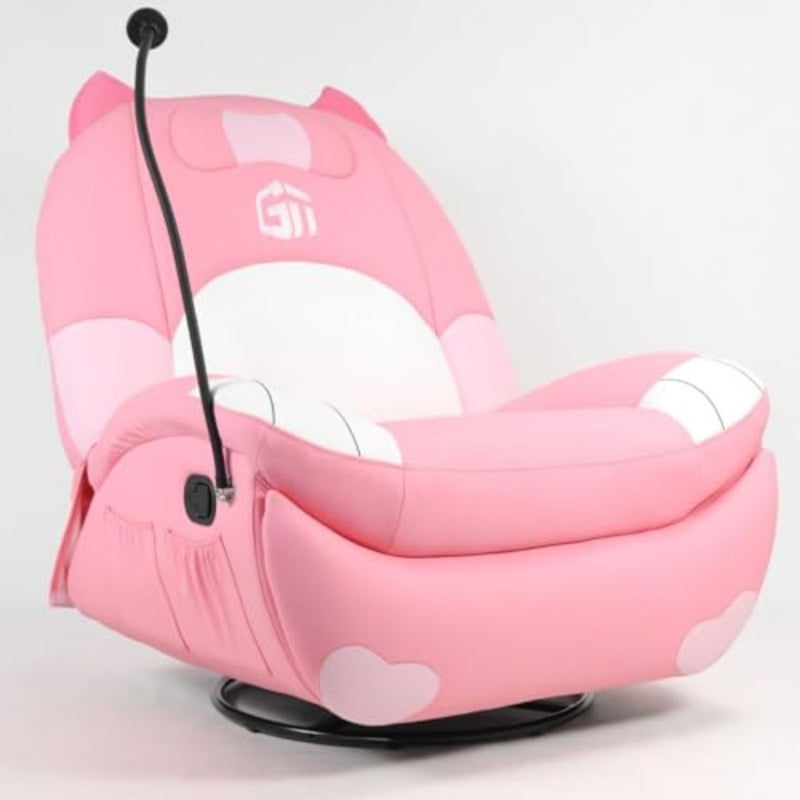 Gaming sofa for home use, PU and mesh material, pink color, ergonomic design with footrest, magnetic phone mount, and side storage - Image 2