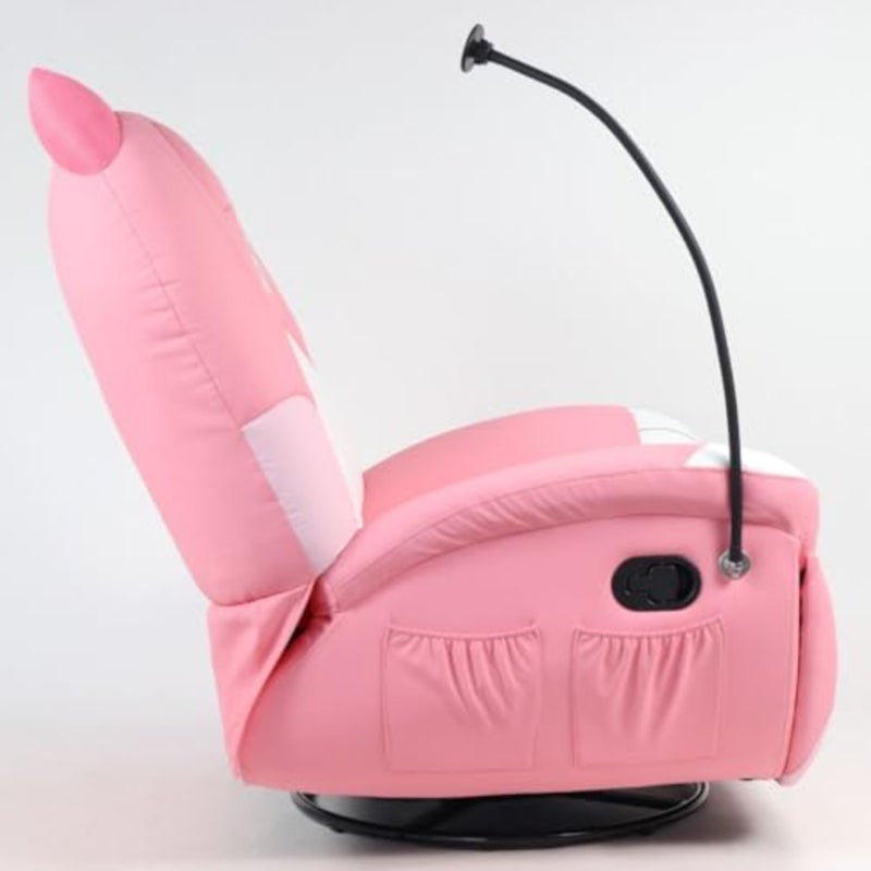 Gaming sofa for home use, PU and mesh material, pink color, ergonomic design with footrest, magnetic phone mount, and side storage - Image 4