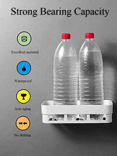 KITSSENTIAL Acrylic Matte Finish Adhesive Sticker Support Without Drilling Multipurpose Wall Mount Bathroom Shelf and Rack White 1 Bathroom Shelf - Image 2