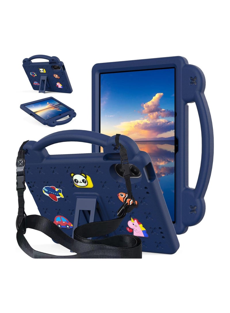 VKL Kids Case Compatible with Xiaomi Redmi Pad 2 2025 /Redmi Pad SE 2025 (11 inch), Shockproof Case with Shoulder Strap and Handle Stand (Navy Blue) - Image 1