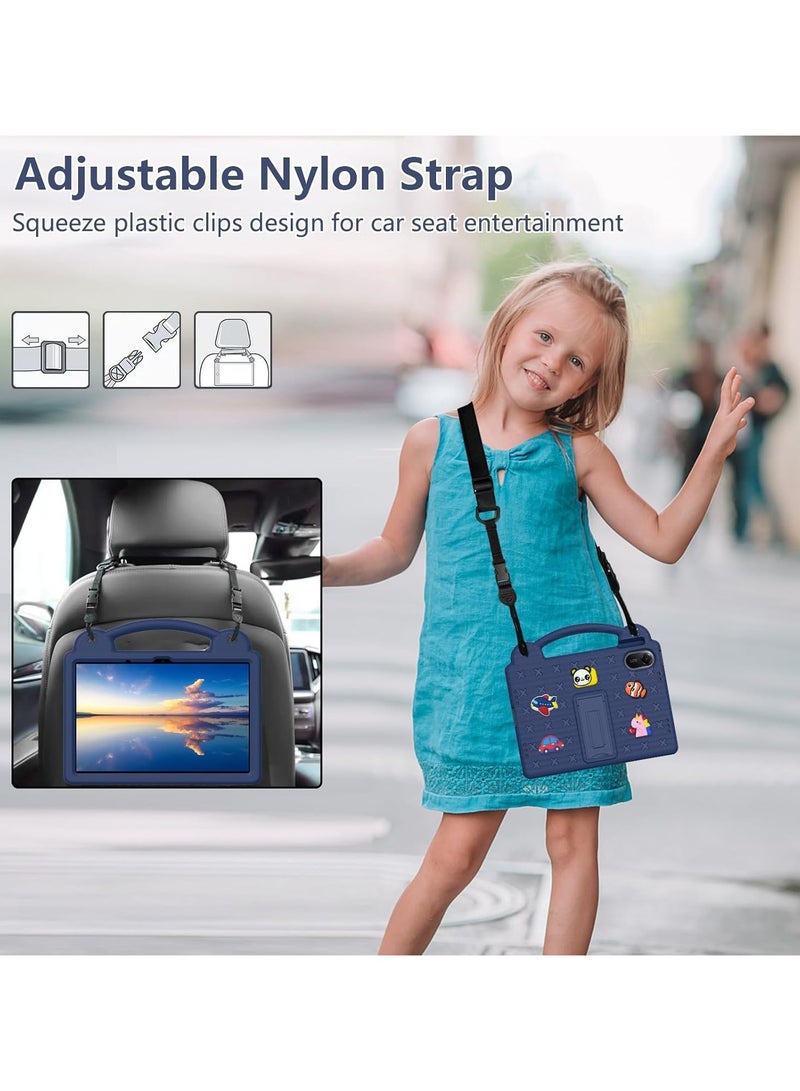 VKL Kids Case Compatible with Xiaomi Redmi Pad 2 2025 /Redmi Pad SE 2025 (11 inch), Shockproof Case with Shoulder Strap and Handle Stand (Navy Blue) - Image 3