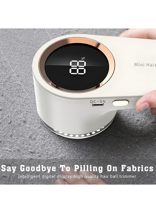 الحلاقة الأبيض القابلة لإعادة الشحن مع شاشة رقمية - تصميم 6 شفرة وقفل السلامة لإزالة الفوضى والحبوب الدموية والشعر من الملابس والأثاث والأريكة والبطانيات - Image 2