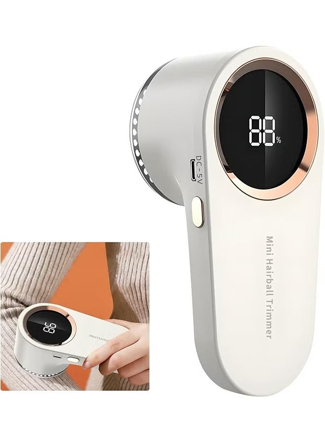 الحلاقة الأبيض القابلة لإعادة الشحن مع شاشة رقمية - تصميم 6 شفرة وقفل السلامة لإزالة الفوضى والحبوب الدموية والشعر من الملابس والأثاث والأريكة والبطانيات - Image 1