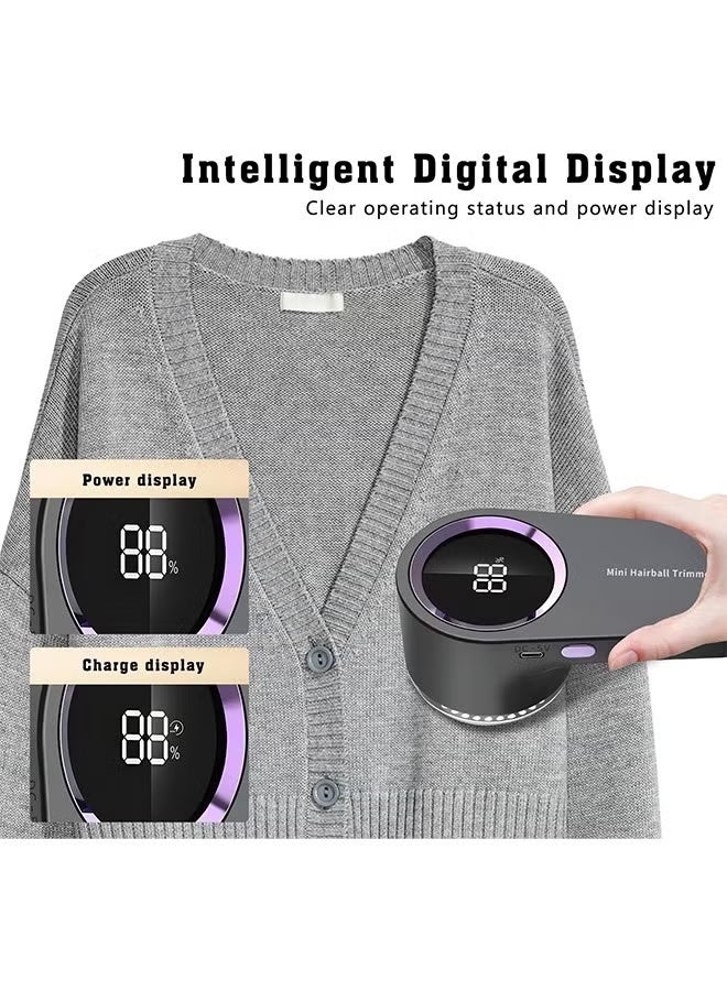 الحلاقة الأبيض القابلة لإعادة الشحن مع شاشة رقمية - تصميم 6 شفرة وقفل السلامة لإزالة الفوضى والحبوب الدموية والشعر من الملابس والأثاث والأريكة والبطانيات - Image 3
