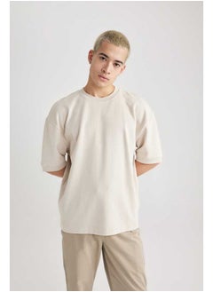 DeFacto Man Loose Fit Crew Neck Short Sleeve Knitted T-Shirt  - Image 1