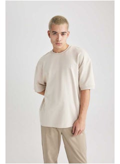 DeFacto Man Loose Fit Crew Neck Short Sleeve Knitted T-Shirt  - Image 3