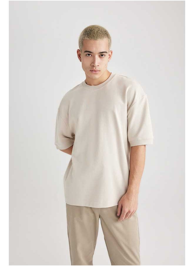 DeFacto - Man Loose Fit Crew Neck Short Sleeve Knitted T-Shirt - Image 1