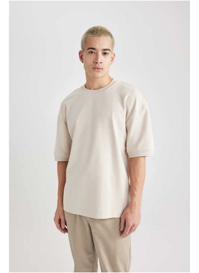 DeFacto - Man Loose Fit Crew Neck Short Sleeve Knitted T-Shirt - Image 1