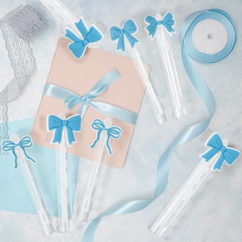 Laffact Blue Bow Bubble Wands 24Pcs Blue Bows Small Mini Bubble Wands Bulks Something Blue Bridal Shower Party Favor Decorations for Valentine Day Wedding Birthday Party Supplies - Image 5