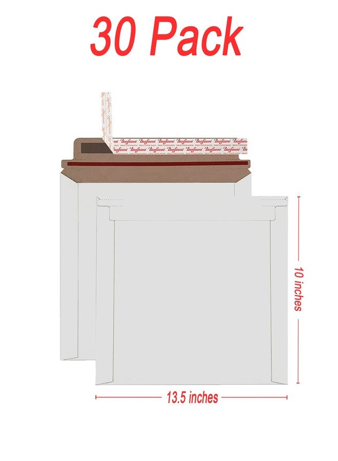 Bonfasvo Rigid Mailers 30 Pack 10 x 13.5 inches White Self Seal Stay Flat Bulk Cardboard Kraft No Bend Mailers Peel and Seal for Document Photos Pictures Papers Files CD - Image 2