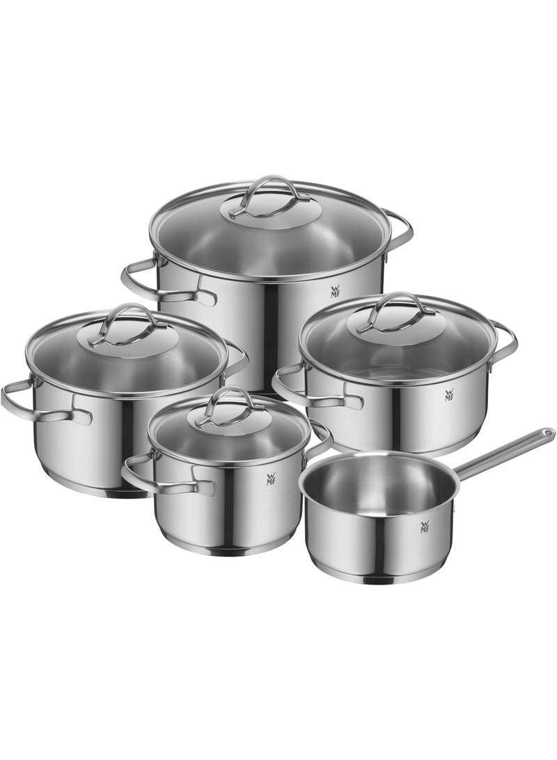 WMF Provence Plus 5-Piece Induction Saucepan Set with Glass Lid, Polished Cromargan Stainless Steel, Saucepan Set, Uncoated - Image 1