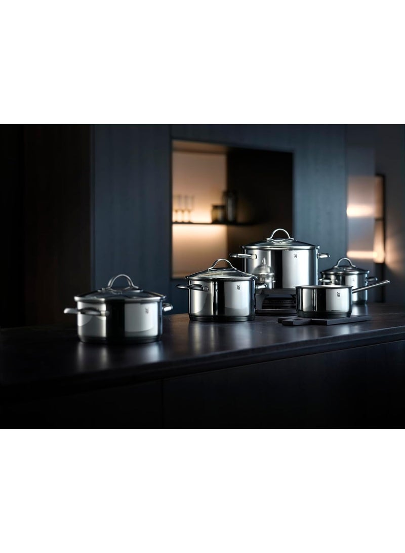 WMF Provence Plus 5-Piece Induction Saucepan Set with Glass Lid, Polished Cromargan Stainless Steel, Saucepan Set, Uncoated - Image 2